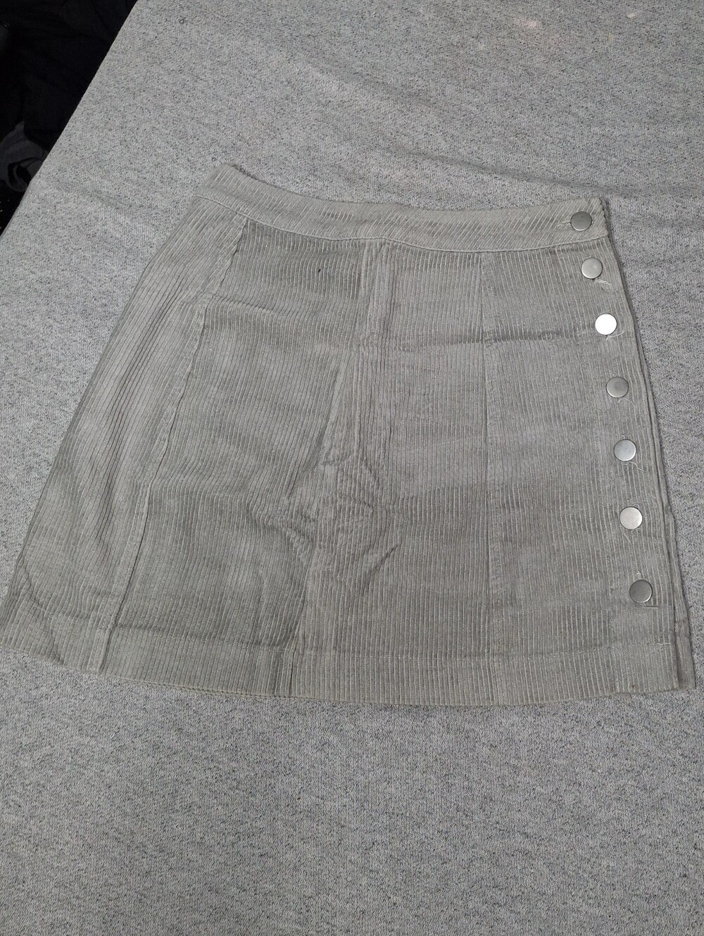 Corduroy Mini Skirt Taupe Gray Button Front Y2K A Line Size Small